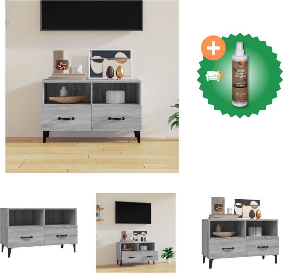 VidaXL Klassiek TV-meubel grijs sonoma eiken 80 x 36 x 50 cm stevig en vochtbestendig Kast Inclusief Houtreiniger en verfrisser - Foto 3
