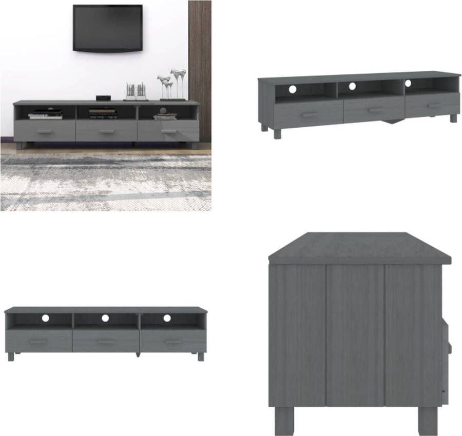 VidaXL Tv-meubel HAMAR 158x40x40 cm massief grenenhout donkergrijs Tv-meubel Tv-meubelen Tv Meubel Tv Kast