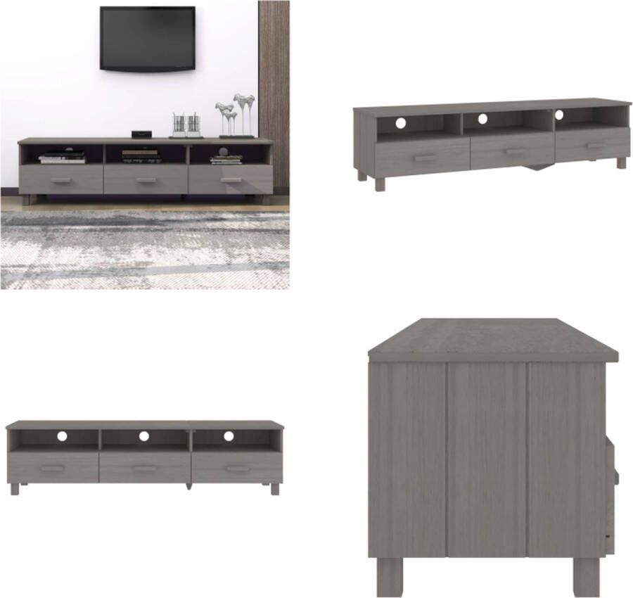 VidaXL Tv-meubel HAMAR 158x40x40 cm massief grenenhout lichtgrijs Tv-meubel Tv-meubelen Tv Meubel Tv Kast