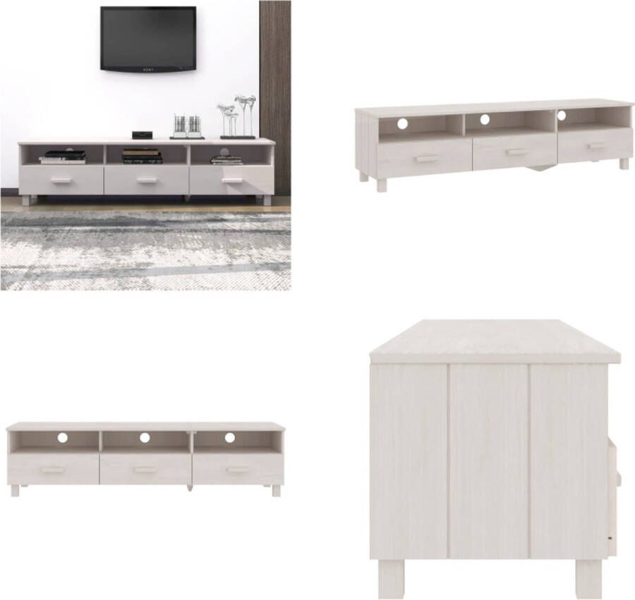 VidaXL Tv-meubel HAMAR 158x40x40 cm massief grenenhout wit Tv-meubel Tv-meubelen Tv Meubel Tv Kast
