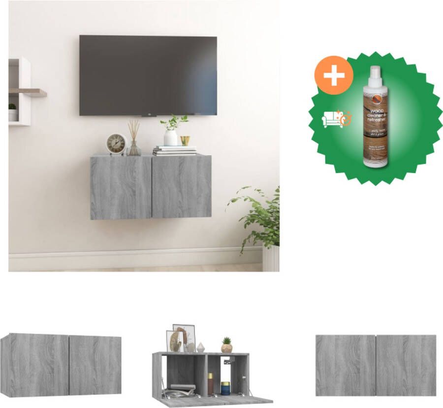 VidaXL Tv-hangmeubel 60x30x30 cm bewerkt hout grijs sonoma eikenkleur Kast Inclusief Houtreiniger en verfrisser