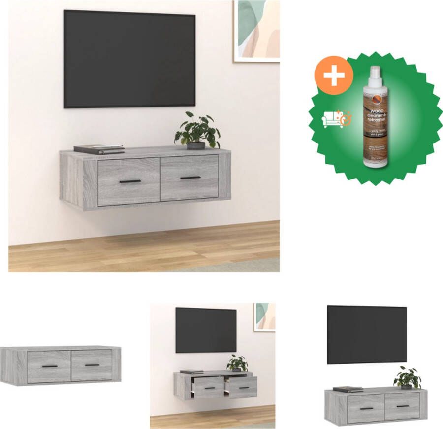 VidaXL TV-meubel hangend grijs sonoma eiken 80 x 36 x 25 cm opbergruimte Kast Inclusief Houtreiniger en verfrisser