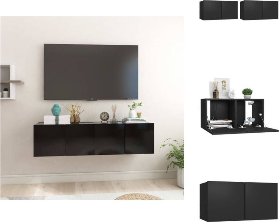 VidaXL Tv-meubel Tv-meubels Tv-kast Tv-kasten Tv-hangmeubelen 2 st 60x30x30 cm zwart - Foto 2