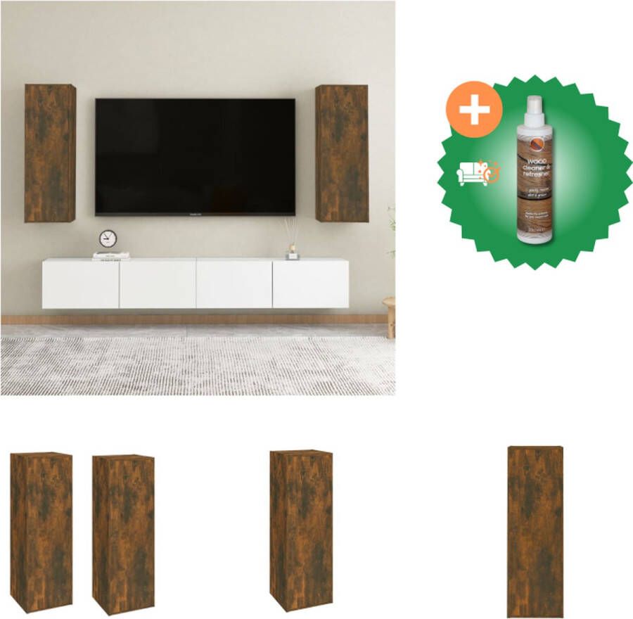 VidaXL Tv-meubelen 2 st 30-5x30x90 cm bewerkt hout gerookt eikenkleur Kast Inclusief Houtreiniger en verfrisser