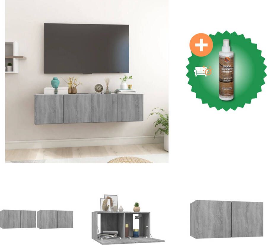 vidaXL TV-meubel hangende wandgemonteerde Grijs sonoma eiken Afmetingen- 60 x 30 x 30 cm Kast Inclusief Houtreiniger en verfrisser