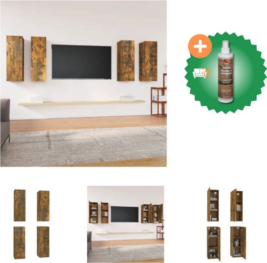 VidaXL TV-meubel Hangende Wandkast Afmetingen- 30.5 x 30 x 90 cm Kleur- Gerookt eiken Kast Inclusief Houtreiniger en verfrisser