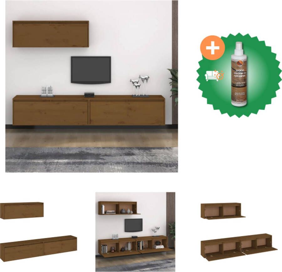 VidaXL TV-meubel Hangkast van massief grenenhout 30 x 30 x 40 cm 30 x 30 x 100 cm Honingbruin Kast Inclusief Houtreiniger en verfrisser - Foto 4