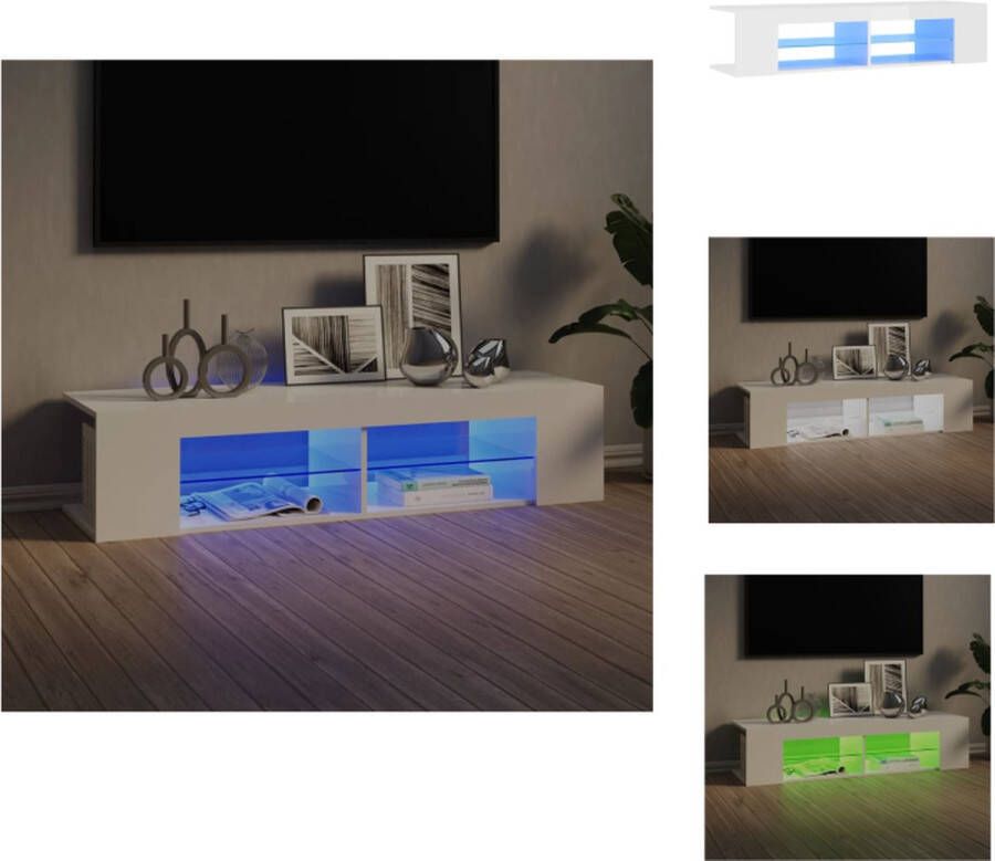 VidaXL Tv-kast Tv-kasten Televisiekast Televisiekasten Tv-meubel met LED-verlichting 135x39x30 cm hoogglans wit