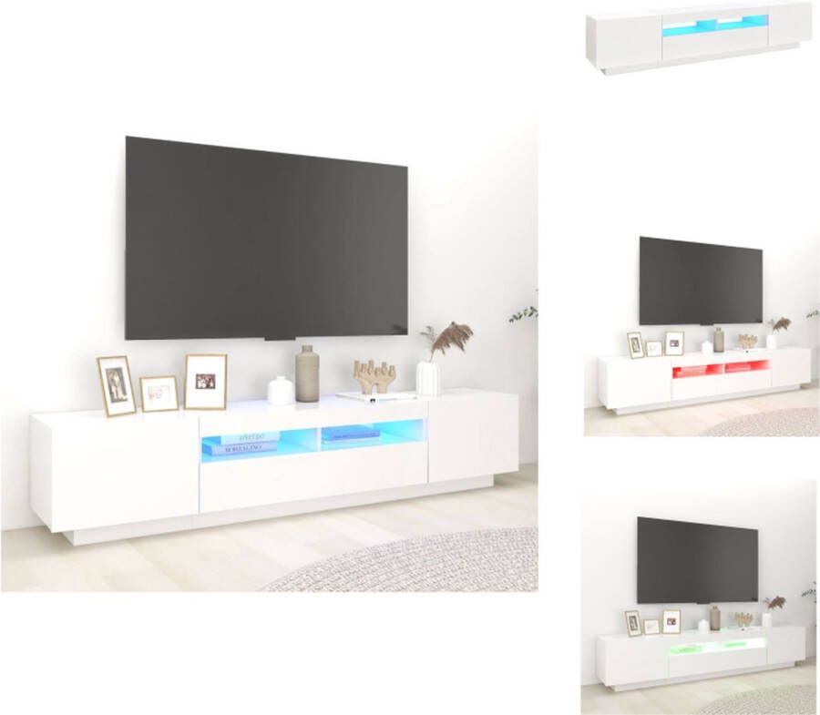 VidaXL Tv-kast Tv-kasten Televisiekast Televisiekasten Tv-meubel met LED-verlichting 200x35x40 cm wit