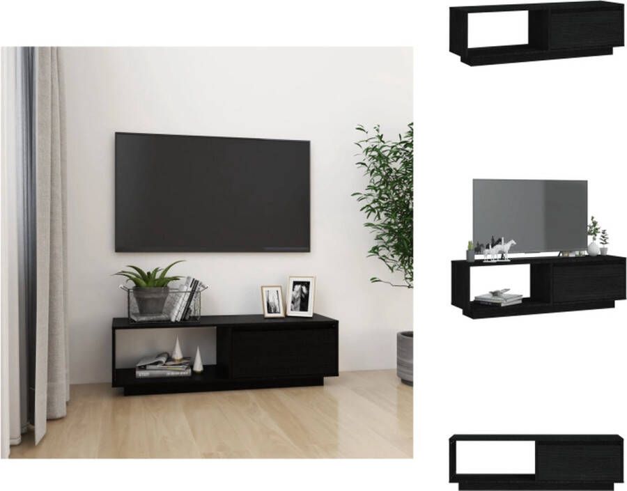 VidaXL tv-meubel Hifi Houten 110 x 30 x 33.5 cm Zwart Kast