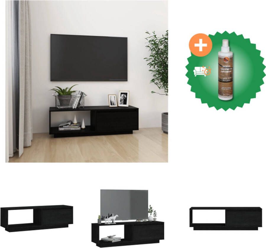 VidaXL tv-meubel Hifi Houten 110 x 30 x 33.5 cm Zwart Kast Inclusief Houtreiniger en verfrisser