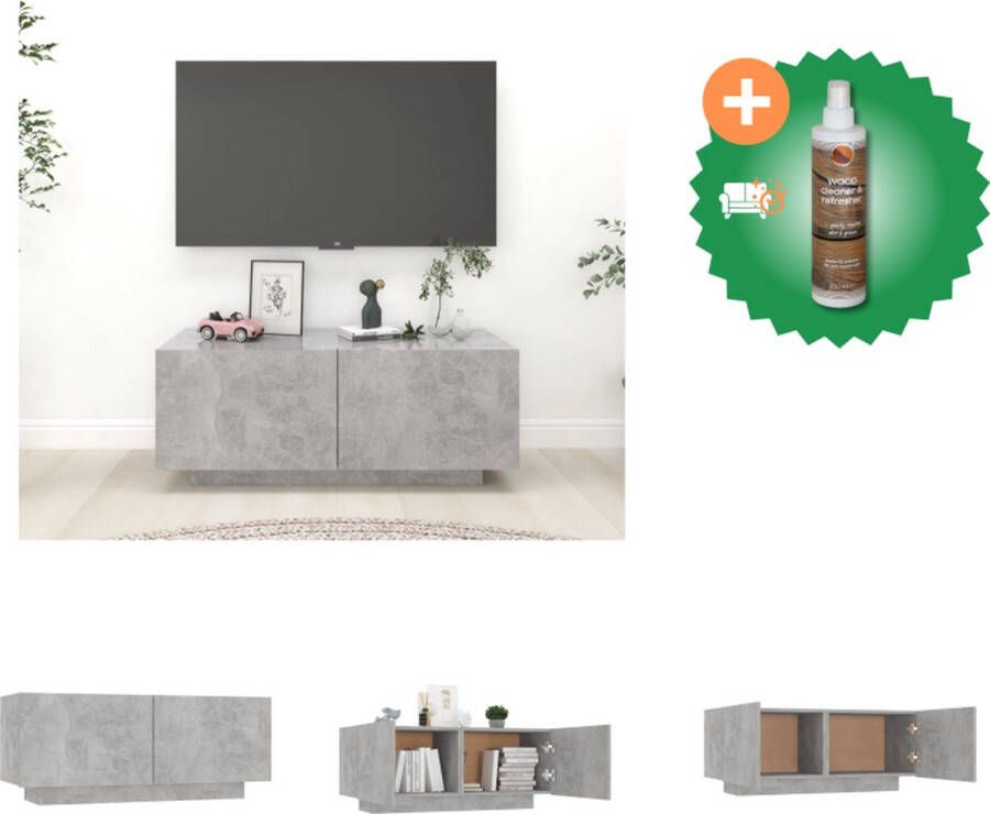 VidaXL TV-meubel Hifi-kast 100 x 35 x 40 cm Betongrijs Montage vereist Kast Inclusief Houtreiniger en verfrisser