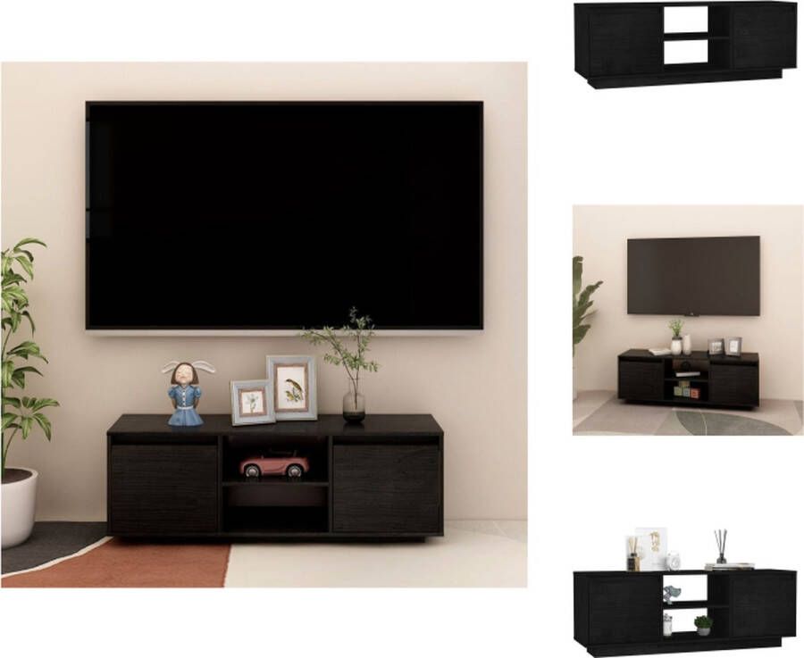 VidaXL tv-meubel Hifi kast 110 x 30 x 40 cm Zwart Massief grenenhout Kast