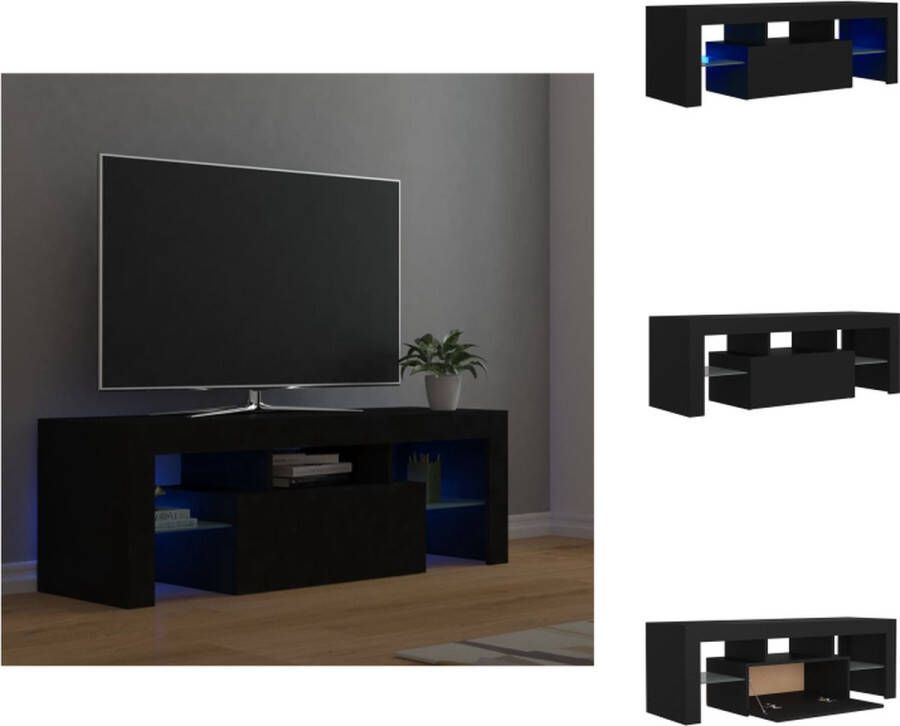 VidaXL Tv-kast Tv-kasten Televisiekast Televisiekasten Tv-meubel met LED-verlichting 120x35x40 cm zwart - Foto 5