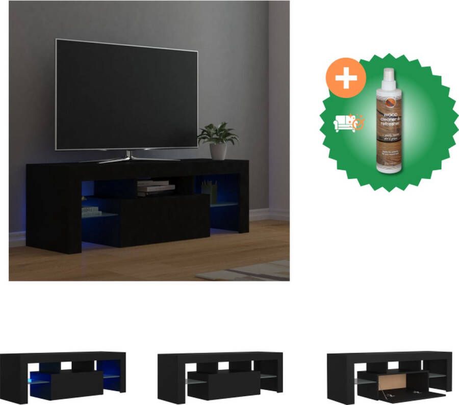 VidaXL TV-meubel Hifi-kast 120x35x40 cm Met LED-verlichting Zwart Bewerkt hout Kast Inclusief Houtreiniger en verfrisser - Foto 3