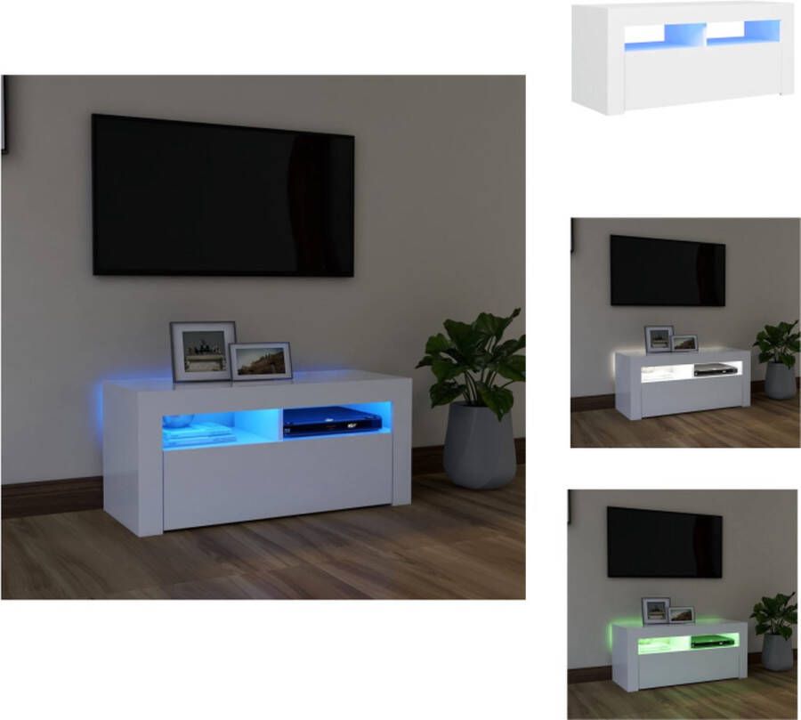 vidaXL TV-meubel Hifi-kast 90x35x40 cm LED-verlichting wit Kast