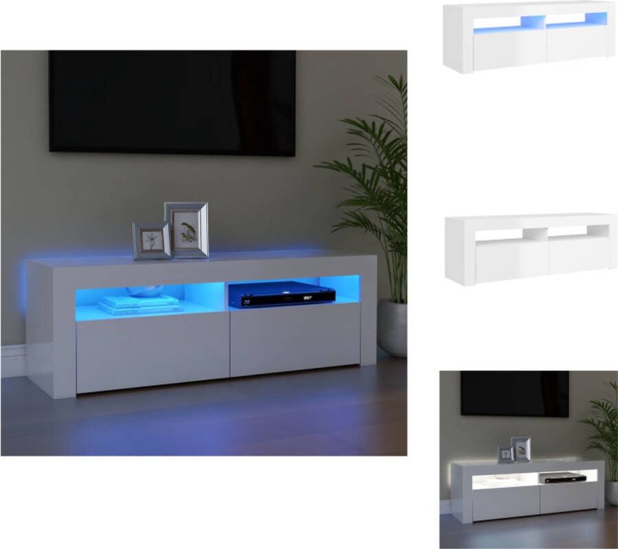 VidaXL TV-meubel hifi-kast hoogglans wit 120x35x40cm met RGB LED-verlichting Kast