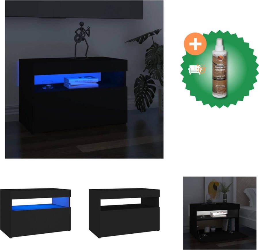 VidaXL TV-meubel Hifi-kast Zwart 60 x 35 x 40 cm Met RGB LED-verlichting Kast Inclusief Houtreiniger en verfrisser - Foto 2