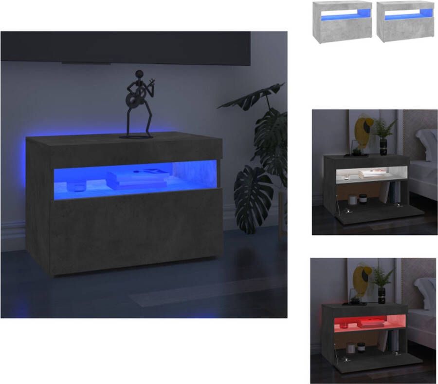 VidaXL Tv-kast Tv-kasten Televisiekast Televisiekasten Tv-meubelen 2 st met LED-verlichting 60x35x40 cm betongrijs