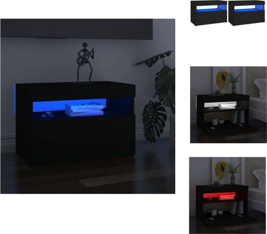 VidaXL Tv-kast Tv-kasten Televisiekast Televisiekasten Tv-meubelen 2 st met LED-verlichting 60x35x40 cm zwart