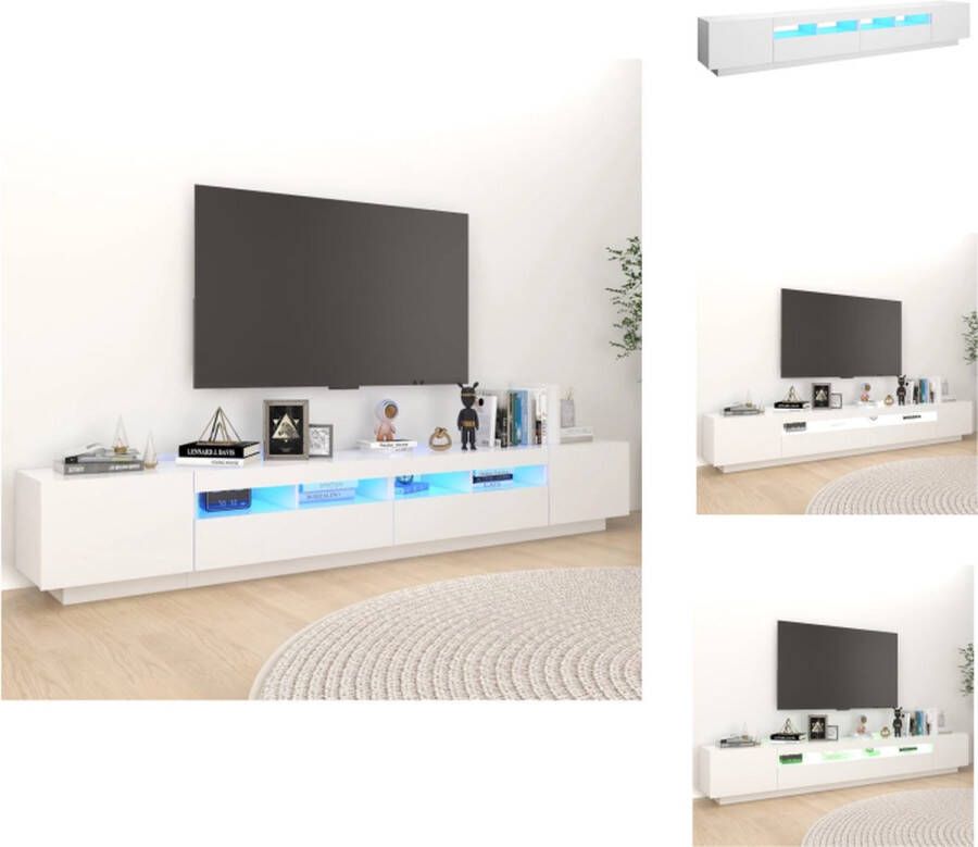 VidaXL Tv-kast Tv-kasten Televisiekast Televisiekasten Tv-meubel met LED-verlichting 260x35x40 cm wit - Foto 2