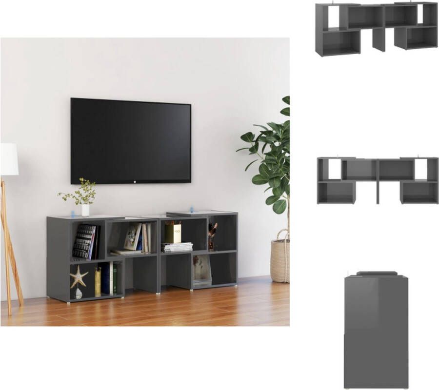 VidaXL TV-meubel Hoogglans grijs 104 x 30 x 52 cm Montage vereist Kast - Foto 1