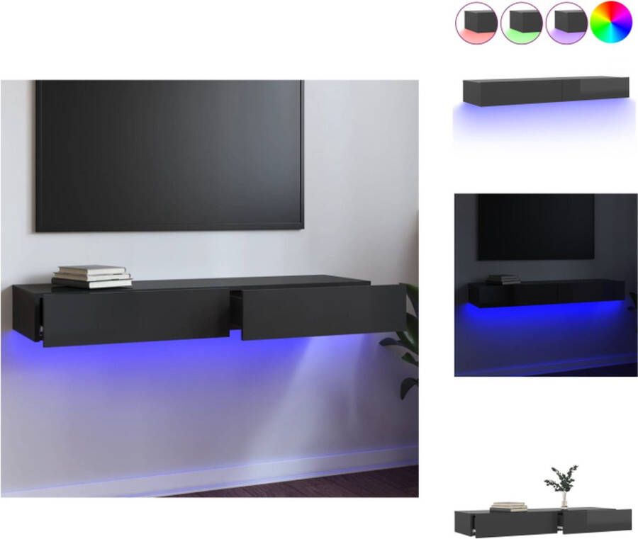 vidaXL TV-meubel Hoogglans grijs 120 x 35 x 15.5 cm LED-verlichting Kast