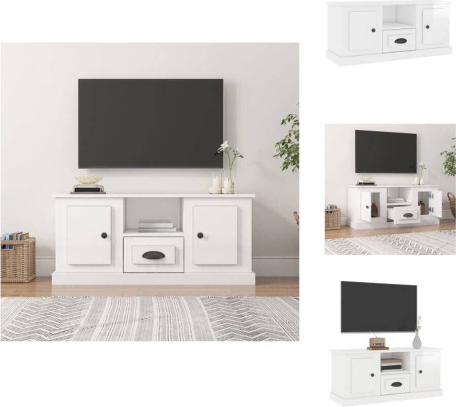 vidaXL TV-meubel Hoogglans wit 100 x 35.5 x 45 cm Trendy en praktisch ontwerp Kast