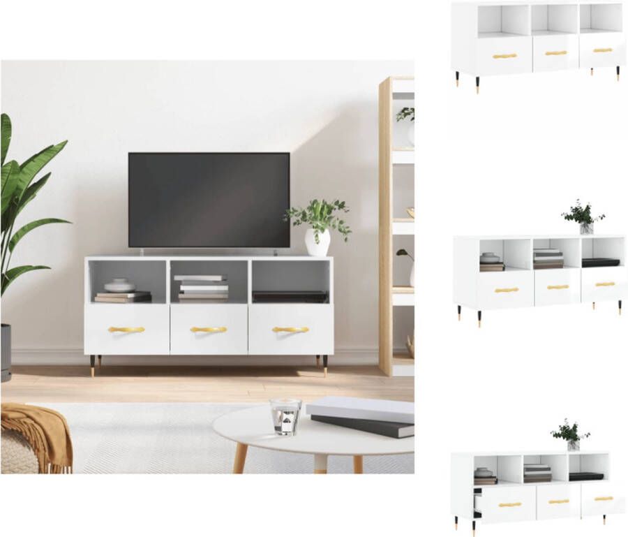 VidaXL TV-meubel Hoogglans wit 102 x 36 x 50 cm Kast