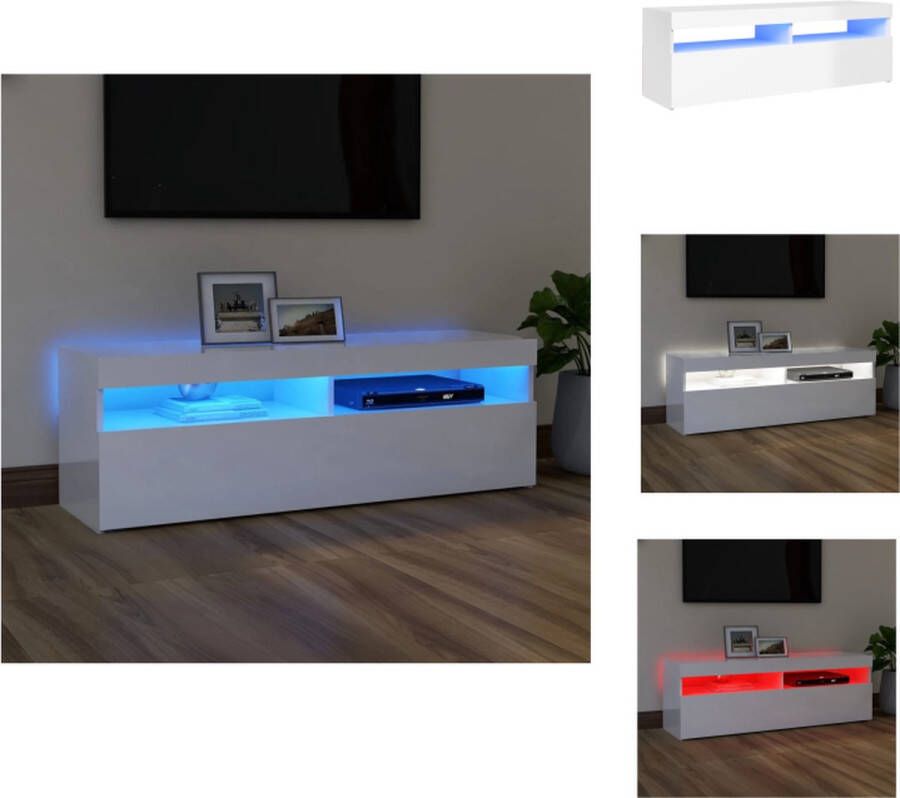 vidaXL TV-meubel Hoogglans wit 120 x 35 x 40 cm Met RGB LED-verlichting Montage vereist Kast