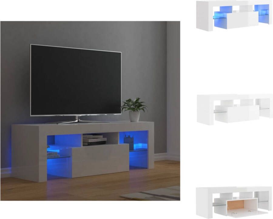 vidaXL TV-meubel Hoogglans Wit 120 x 35 x 40 cm RGB LED-verlichting Kast