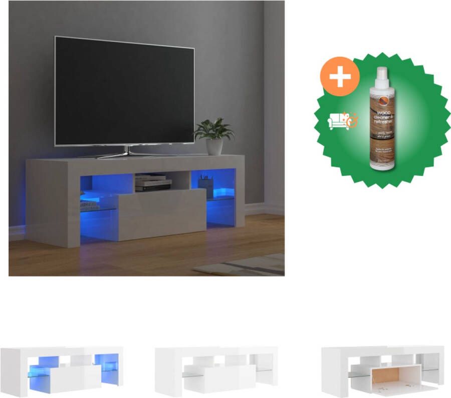 VidaXL TV-meubel Hoogglans wit 120 x 35 x 40 cm Met RGB LED-verlichting Montage vereist Kast Inclusief Houtreiniger en verfrisser - Foto 2