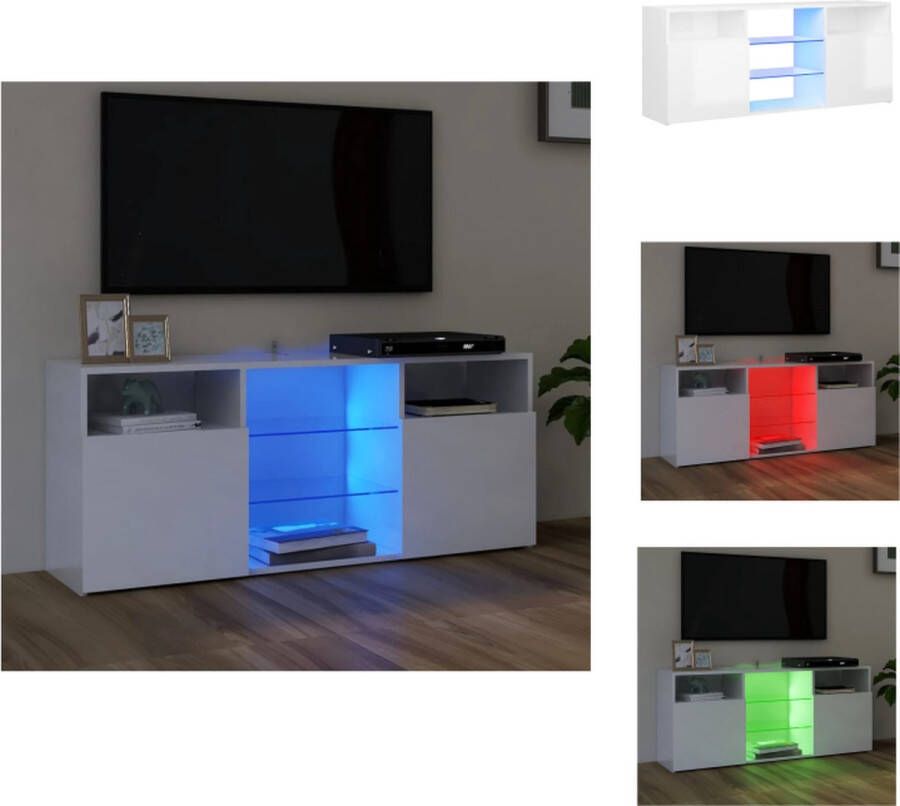 VidaXL Tv-kast Tv-kasten Televisiekast Televisiekasten Tv-meubel met LED-verlichting 120x30x50 cm hoogglans wit