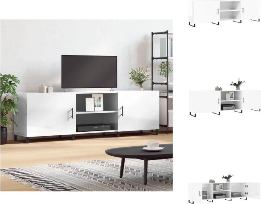 VidaXL Tv-meubel Tv-meubelen Tv Kast Opbergkast Tv-meubel 150x30x50 cm bewerkt hout hoogglans wit - Foto 2