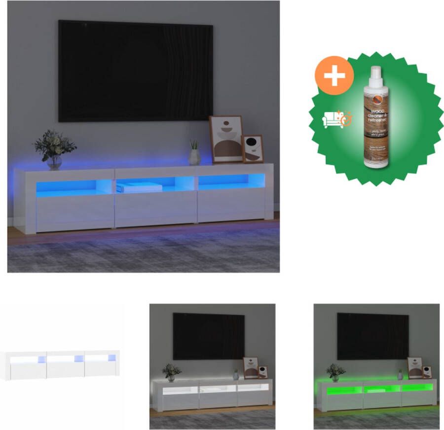 VidaXL TV-meubel Hoogglans wit 180 x 35 x 40 cm RGB LED-verlichting Kast Inclusief Houtreiniger en verfrisser