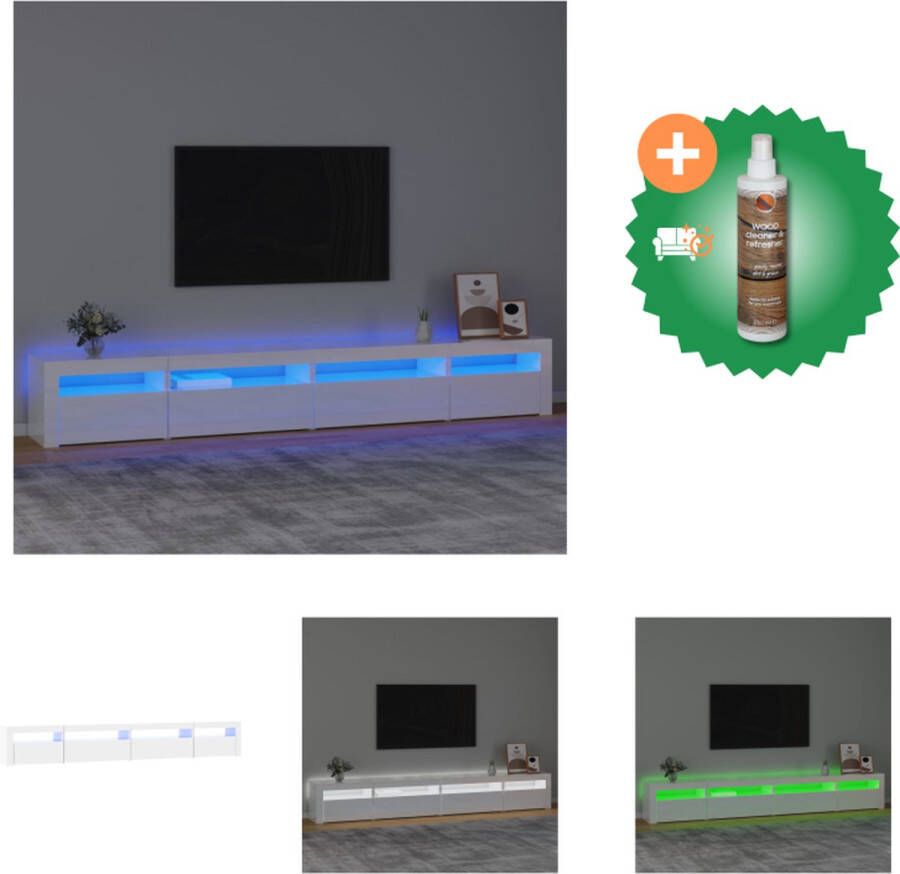 VidaXL Tv-meubel met LED-verlichting 270x35x40 cm hoogglans wit Kast Inclusief Houtreiniger en verfrisser