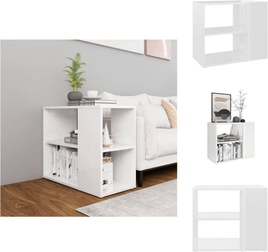 VidaXL Bijzetkast Bijzetkasten Zijkast Zijkasten Bijzetkast 60x30x50 cm bewerkt hout hoogglans wit - Foto 2