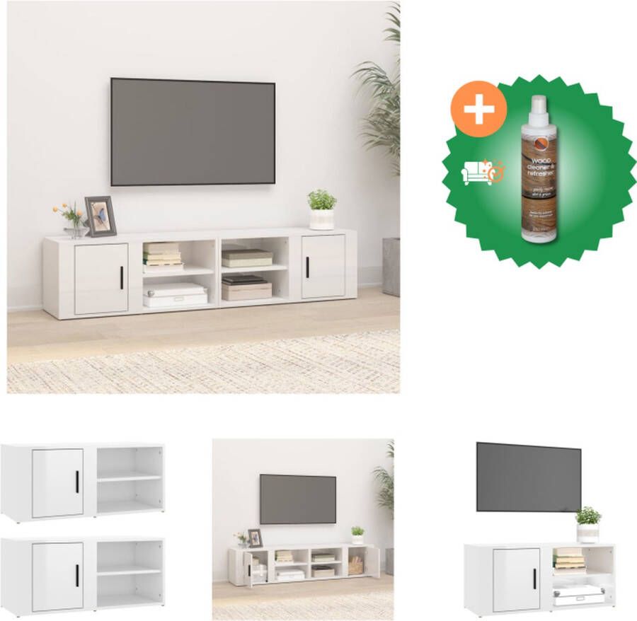 VidaXL Tv-meubels 2 st 80x31-5x36 cm bewerkt hout hoogglans wit Kast Inclusief Houtreiniger en verfrisser