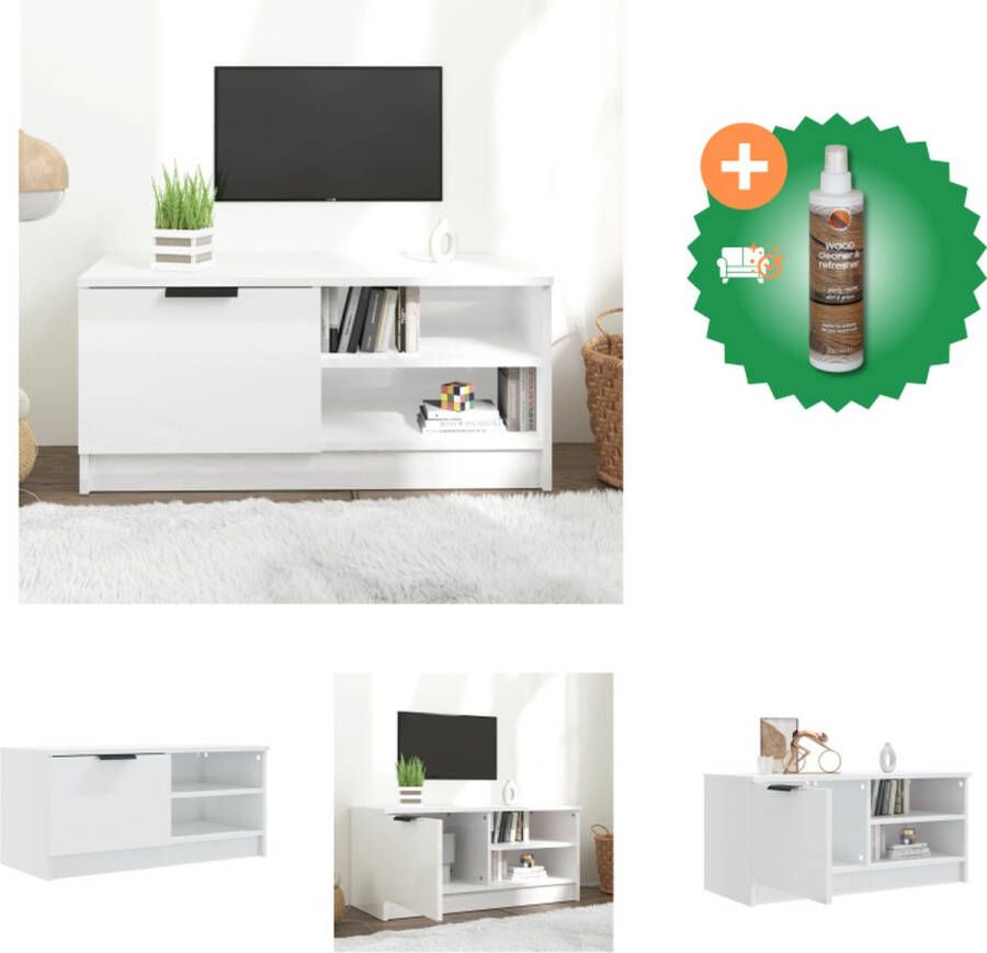 VidaXL Tv-meubel hoogglans wit 80 x 35 x 36.5 cm praktisch en stevig Kast Inclusief Houtreiniger en verfrisser