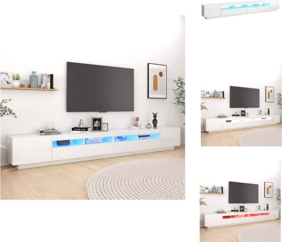VidaXL Tv-kast Tv-kasten Televisiekast Televisiekasten Tv-meubel met LED-verlichting 300x35x40 cm hoogglans wit