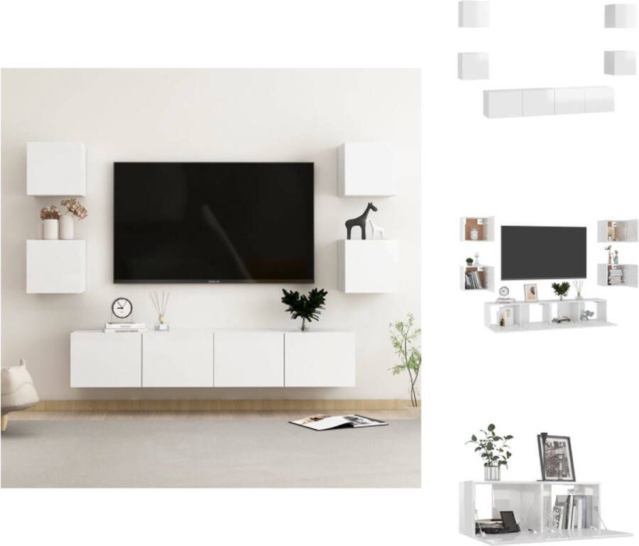vidaXL TV-meubel Hoogglans wit Spaanplaat 80 x 30 x 30cm 30.5 x 30 x 30cm Montage vereist Kast