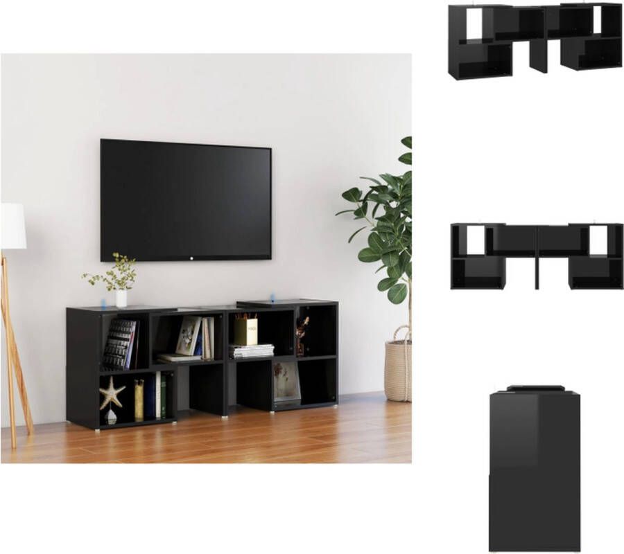 VidaXL Tv-kast Tv-kasten Tv-standaard Tv-standaarden Tv-meubel 104x30x52 cm bewerkt hout hoogglans zwart - Foto 2