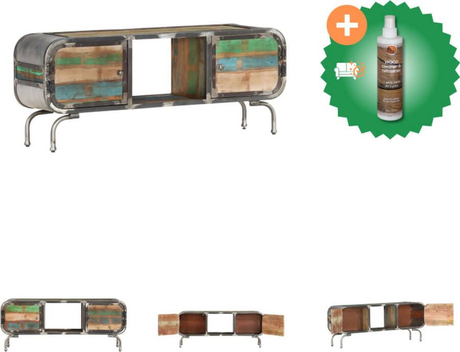 VidaXL Tv-meubel 110x30x42 cm massief gerecycled hout meerkleurig Kast Inclusief Houtreiniger en verfrisser