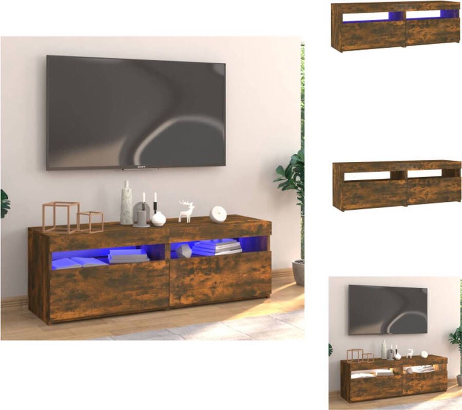 VidaXL TV-meubel Hout 120 x 35 x 40 cm LED-verlichting Gerookt eiken Kast - Foto 1