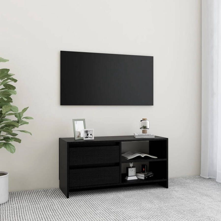 VidaXL Tv-meubel Tv-meubels Tv-kast Tv-kasten Tv-meubel 80x31x39 cm massief grenenhout zwart - Foto 2