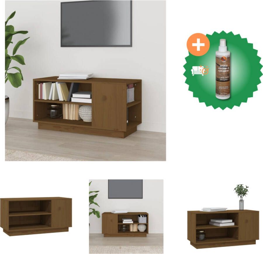 VidaXL Tv-kast Massief grenenhout 80 x 35 x 40.5 cm Honingbruin Kast Inclusief Houtreiniger en verfrisser
