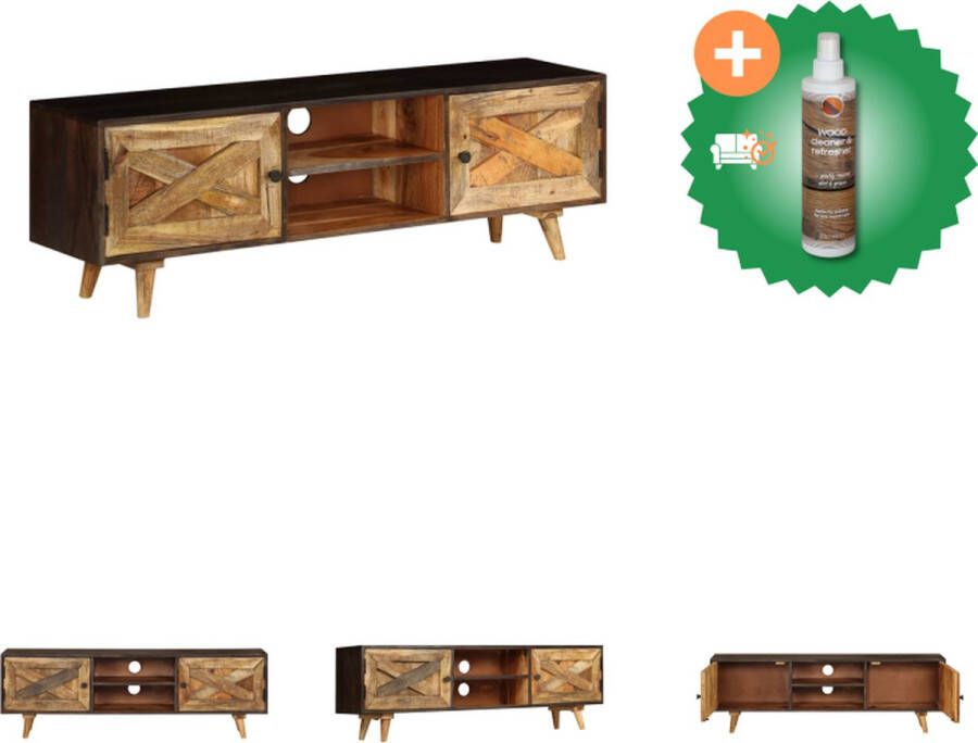 VidaXL TV-meubel Houten 140 x 30 x 45 cm Massief mangohout Kast Inclusief Houtreiniger en verfrisser