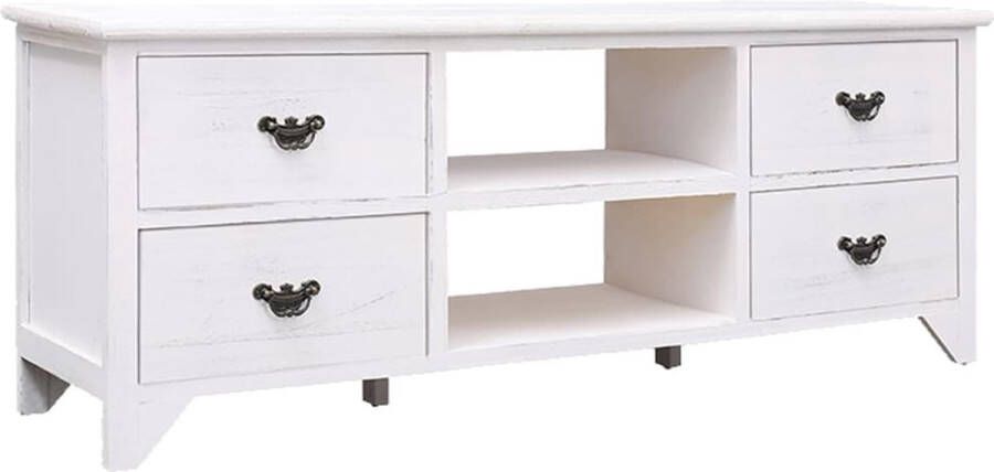 VidaXL Tv-meubel Tv-kasten Tv-standaard Tv-standaards Tv-meubel 108x30x40 cm massief paulowniahout antiekwit - Foto 2