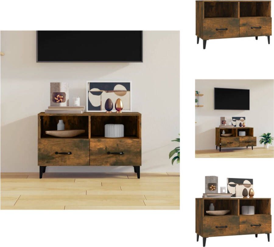 VidaXL Tv-meubel Industrial Gerookt eiken 80x36x50 cm Bewerkt hout Vochtbestendig Kast