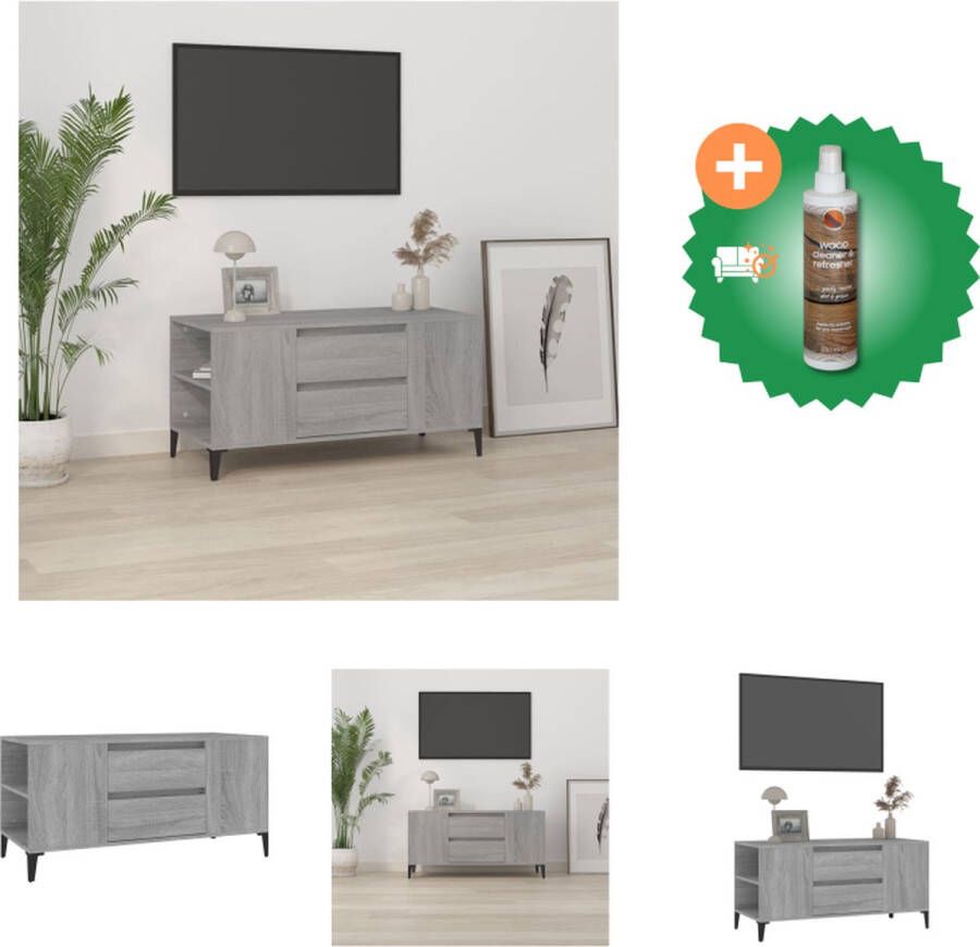 VidaXL Tv-meubel 102x44-5x50 cm bewerkt hout grijs sonoma eikenkleurig Kast Inclusief Houtreiniger en verfrisser